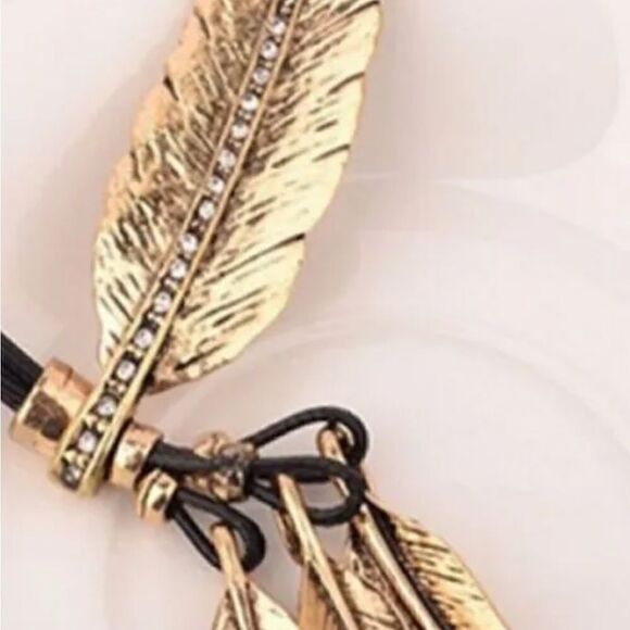 NWT StainlessSteel Feather Tree leaf Multi layer necklace , Adjustable - Picture 5 of 10